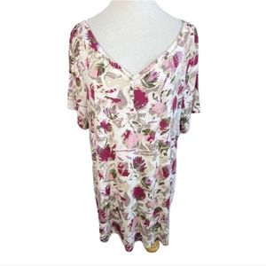 LANE BRYANT Flower V-neck Top